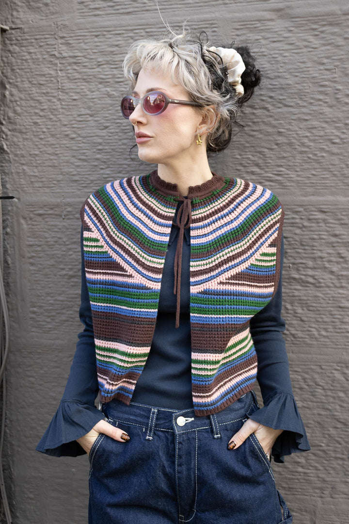 Multi Striped Vest - Brown