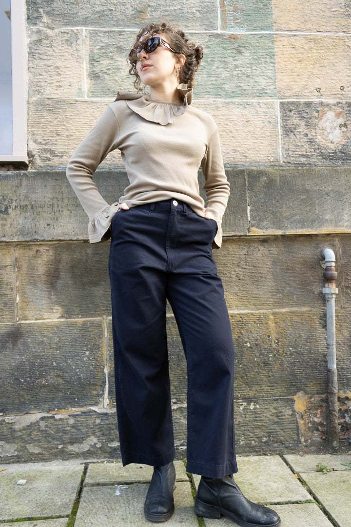 Wide Chino Pants - Navy