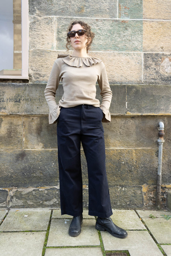 Wide Chino Pants - Navy