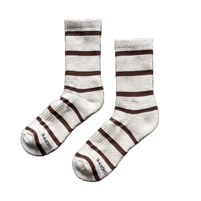 Striped Boyfriend Socks - Flax Stripe