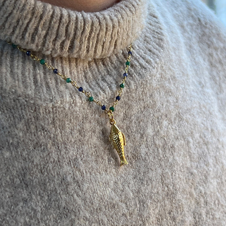 Celestial Fish On Simple Short Chain Necklace