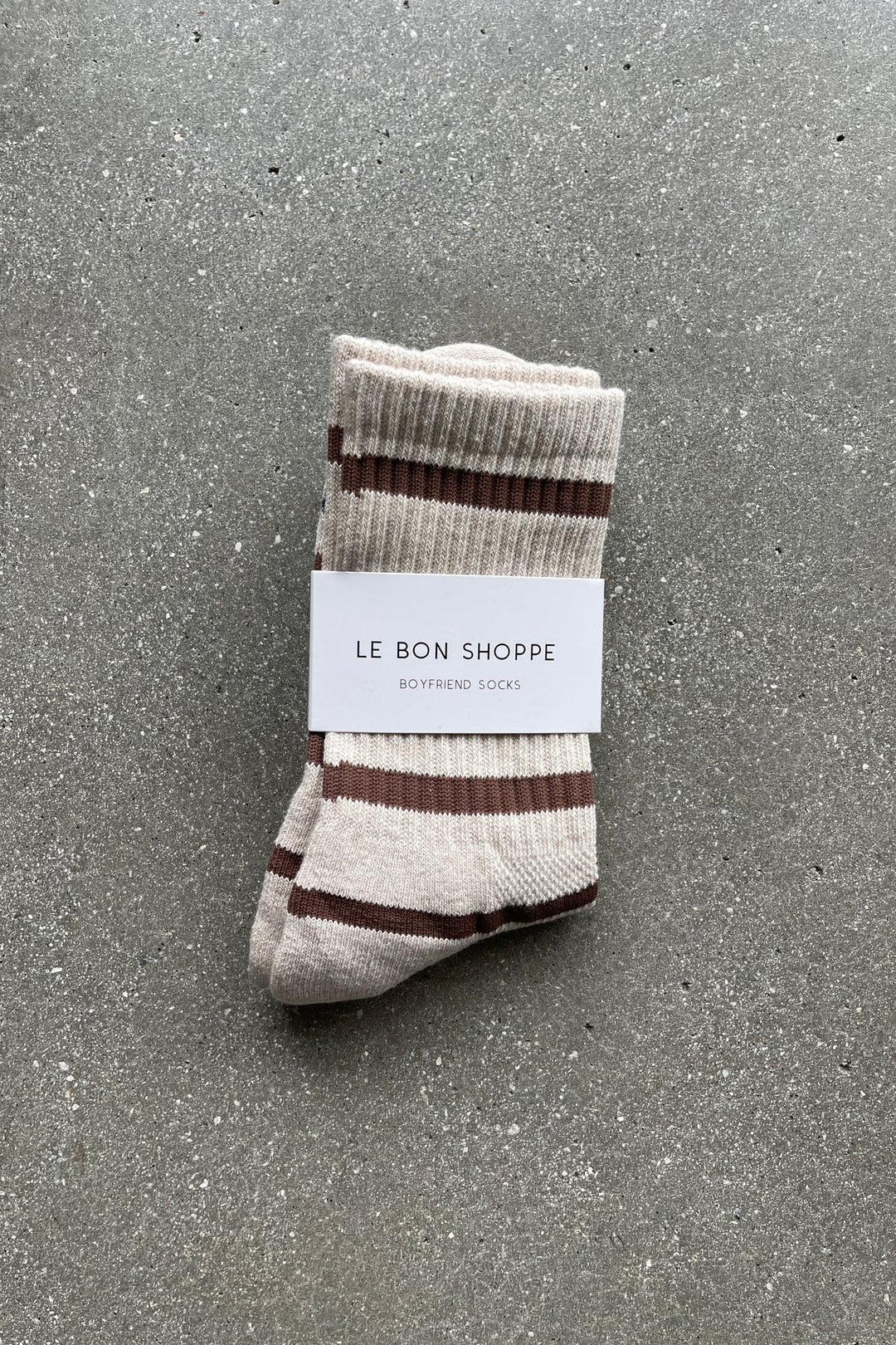 Striped Boyfriend Socks - Flax Stripe