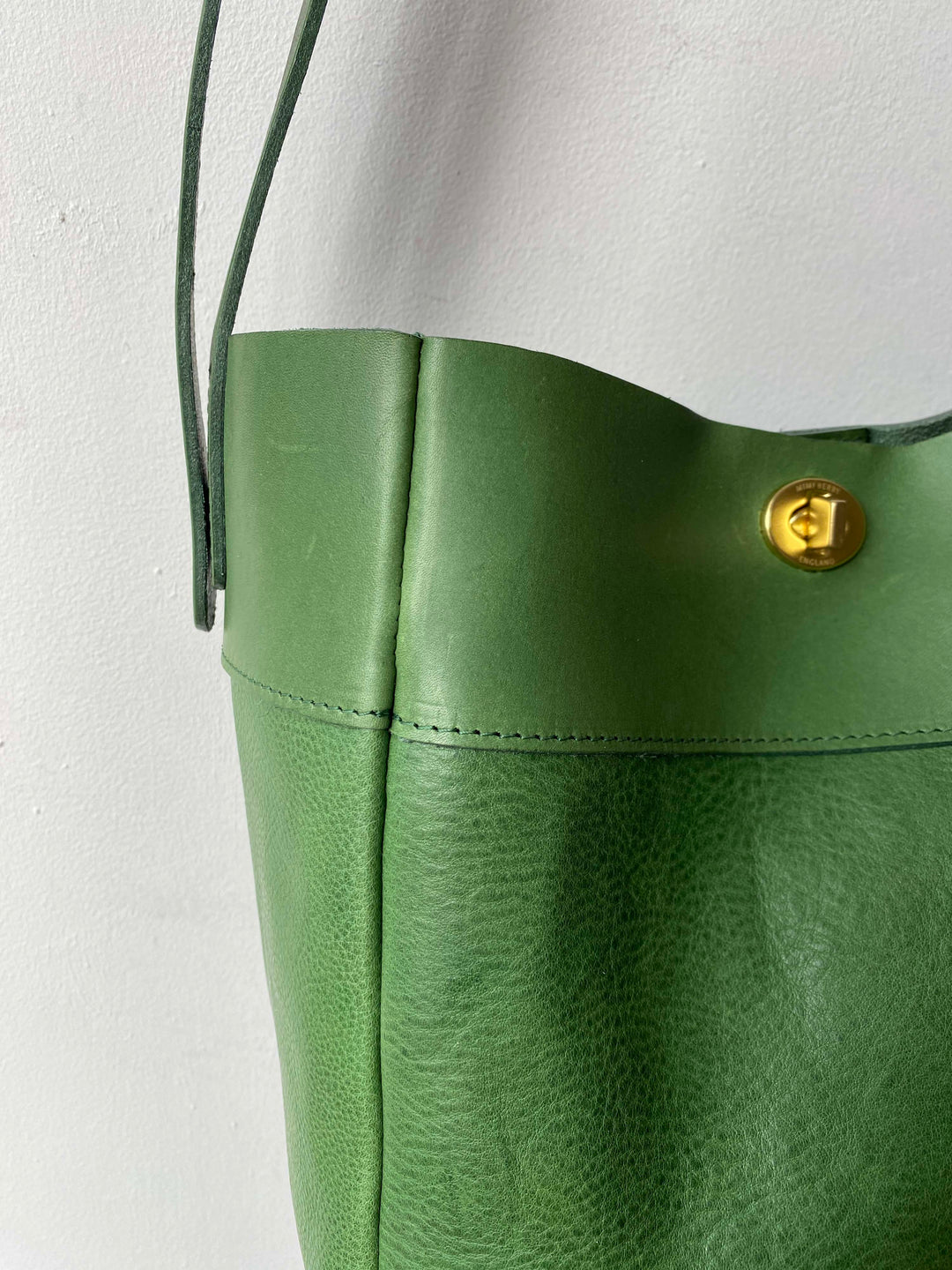 Greta Crossbody Bucket Bag - Grainy Evergreen Leather