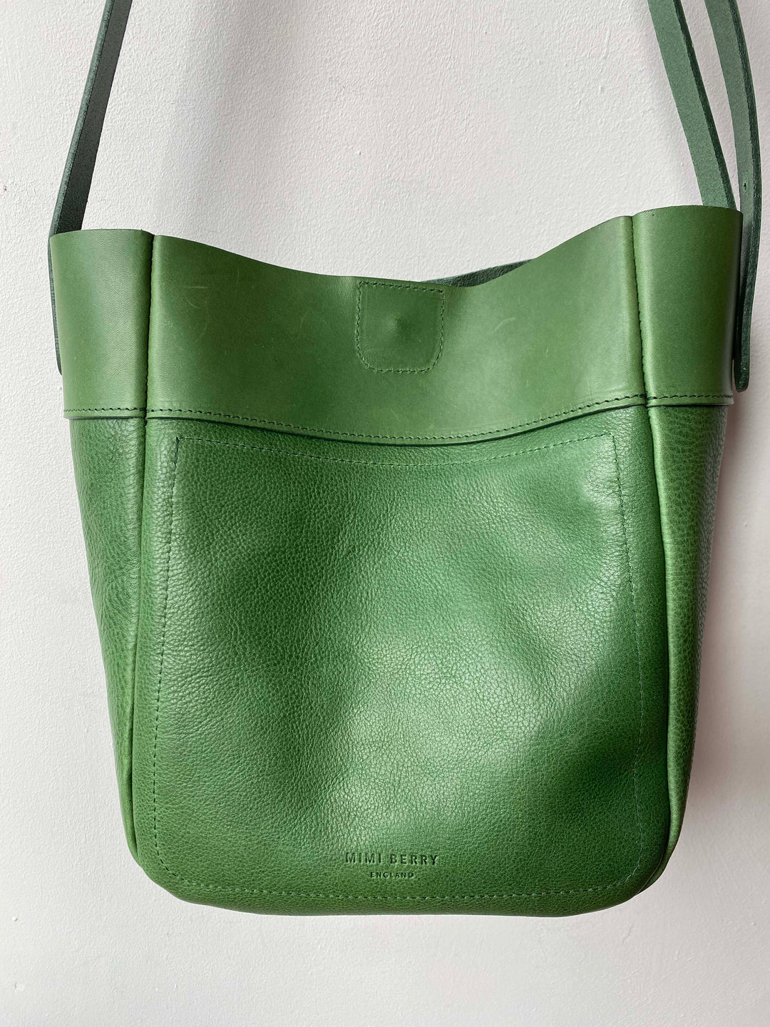 Greta Crossbody Bucket Bag - Grainy Evergreen Leather