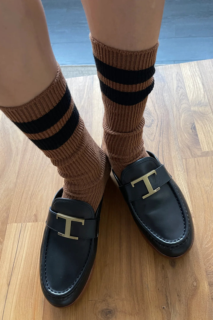 Grandpa Varsity Socks - Tawny/Black Stripe