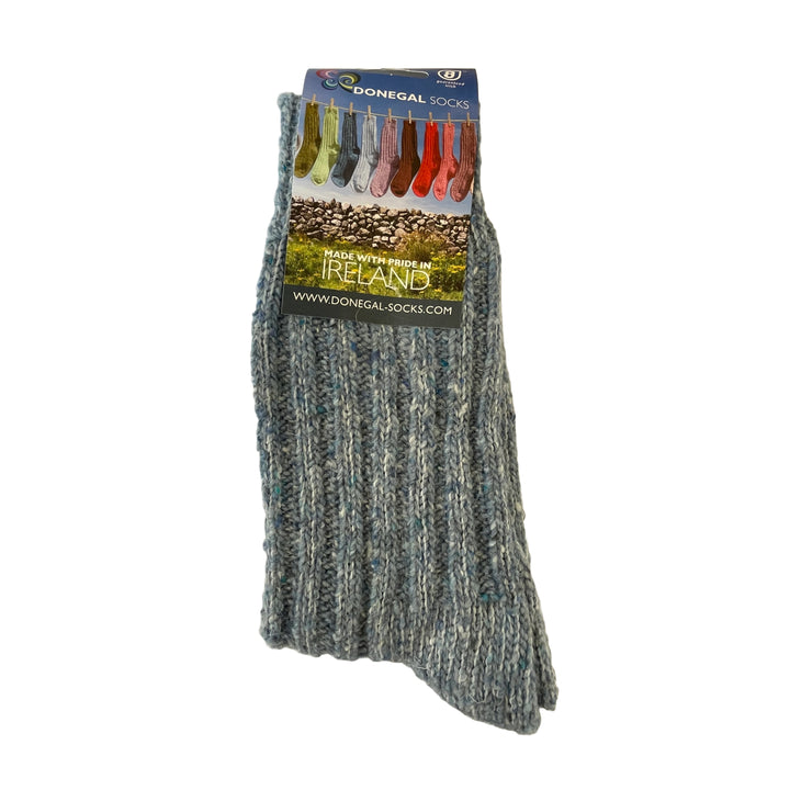 Wool Mix Donegal Socks - Light Blue