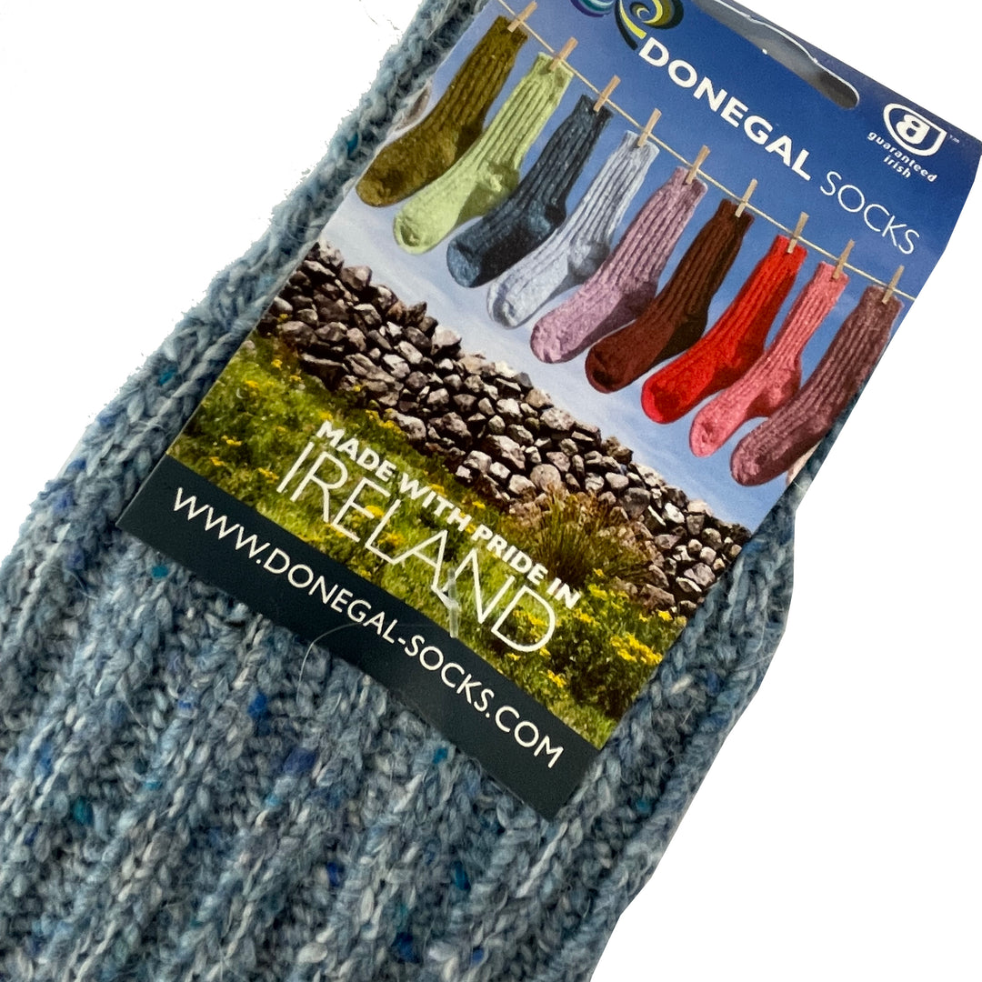 Wool Mix Donegal Socks - Light Blue