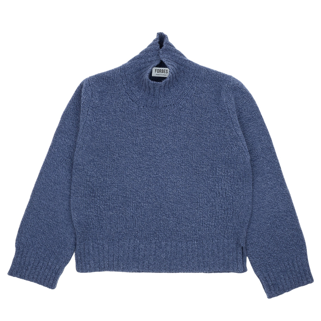 Funnel Neck Jumper - Denim Melange