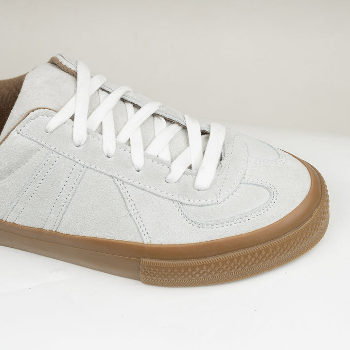 German Military Trainer - White Suede