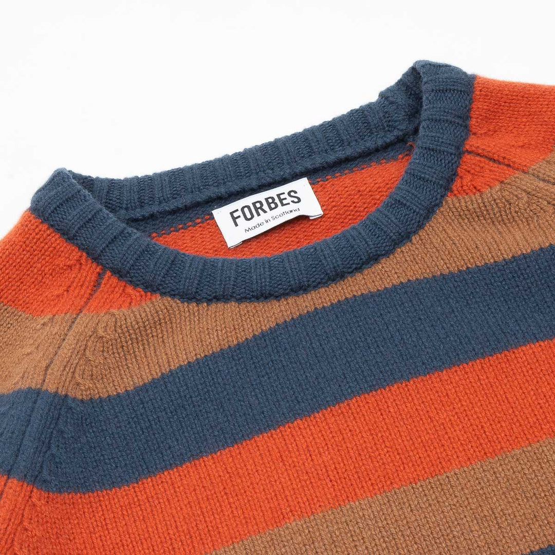 Striped Crew - Petrol Blue/Caramel/Burnt Orange