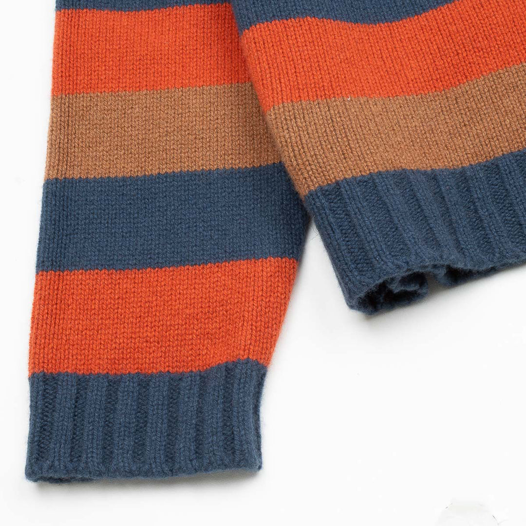 Striped Crew - Petrol Blue/Caramel/Burnt Orange