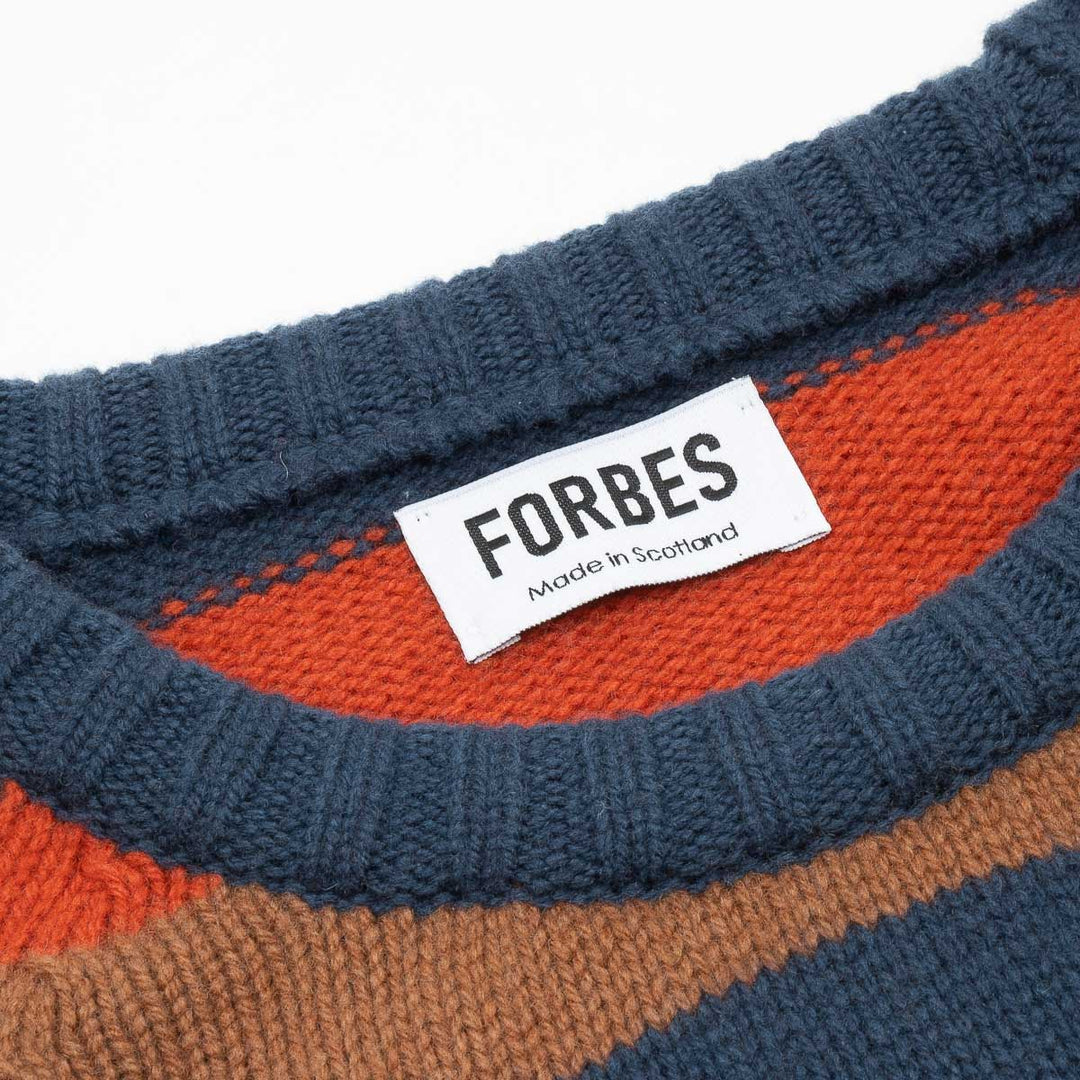 Striped Crew - Petrol Blue/Caramel/Burnt Orange