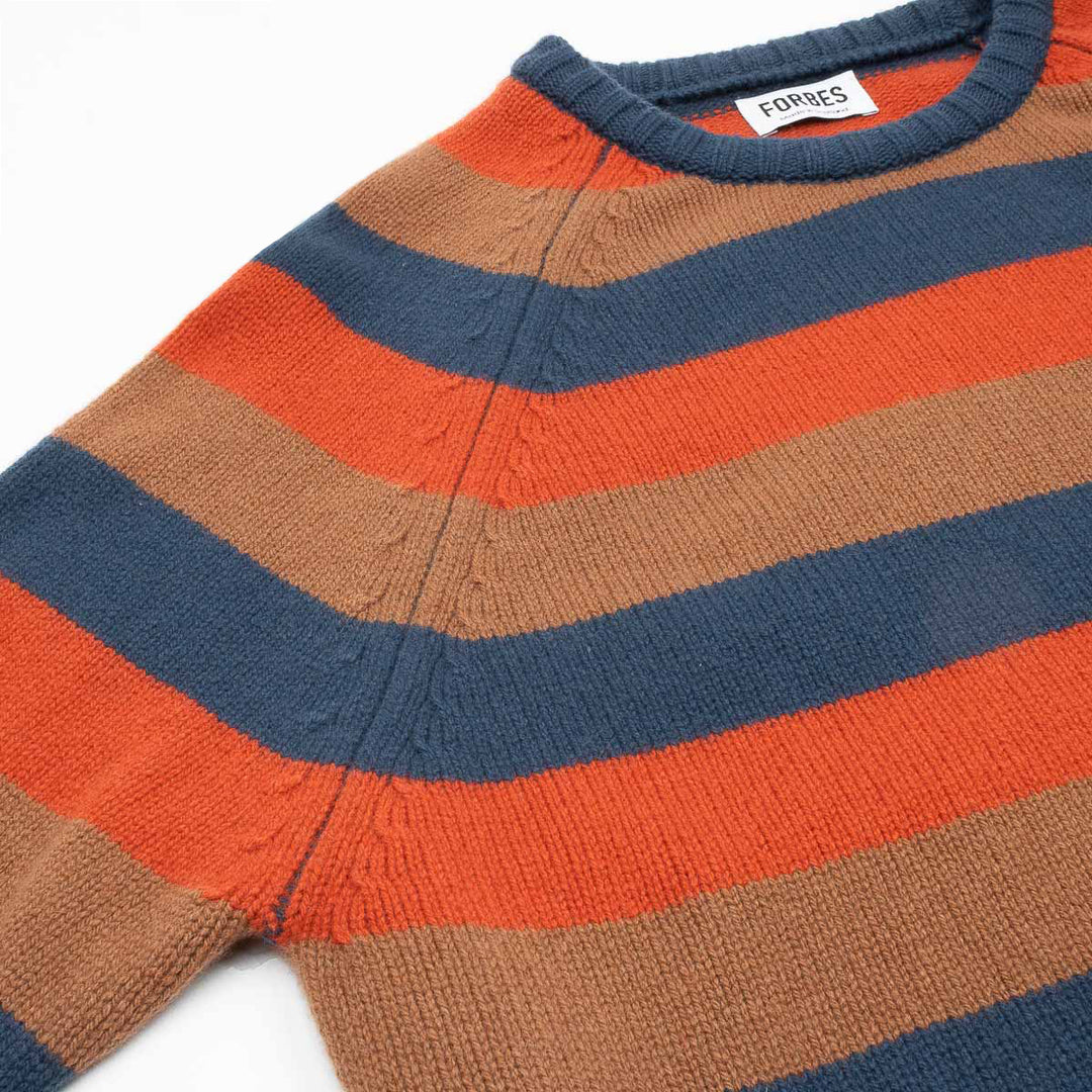 Striped Crew - Petrol Blue/Caramel/Burnt Orange