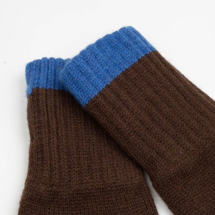 Cashmere Gloves - Cafe Noir/Coast