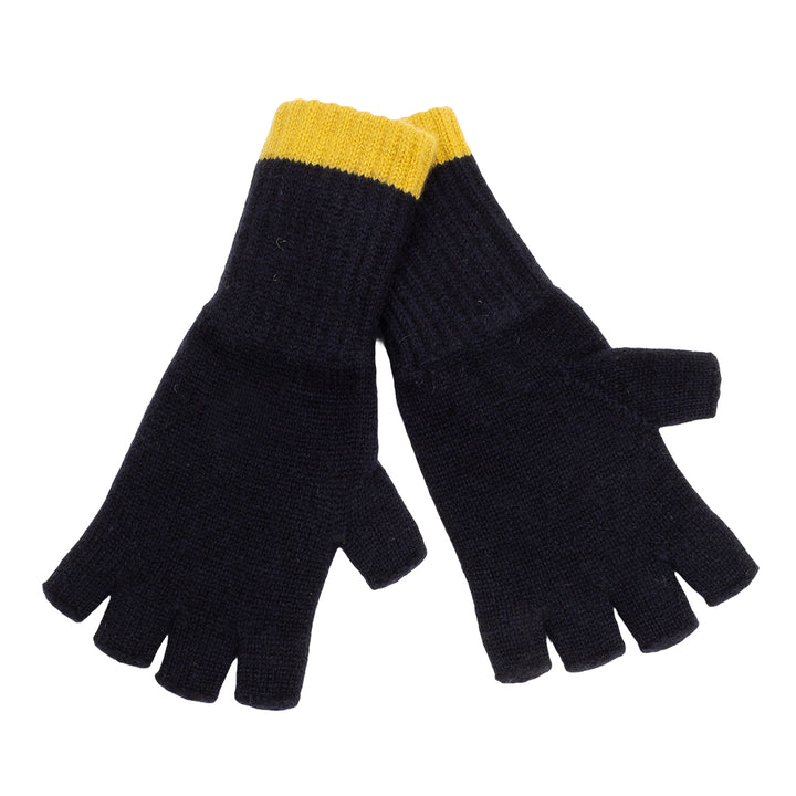 Cashmere Gloves - Dark Navy/Sweetcorn