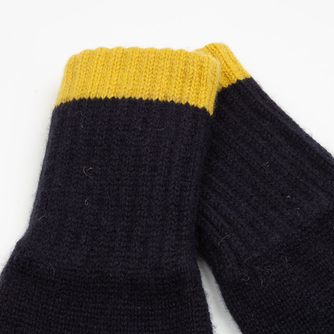 Cashmere Gloves - Dark Navy/Sweetcorn