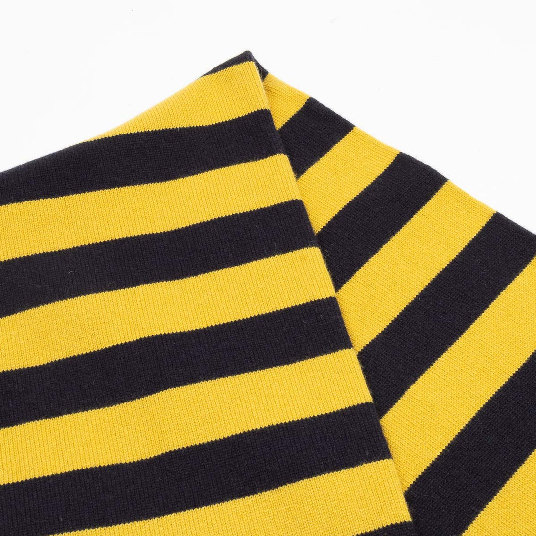 Double Thickness Cashmere Scarf - Dark Navy/Sweetcorn