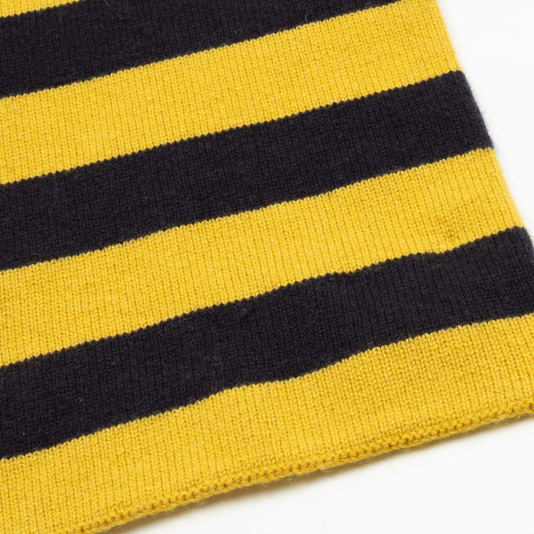 Double Thickness Cashmere Scarf - Dark Navy/Sweetcorn