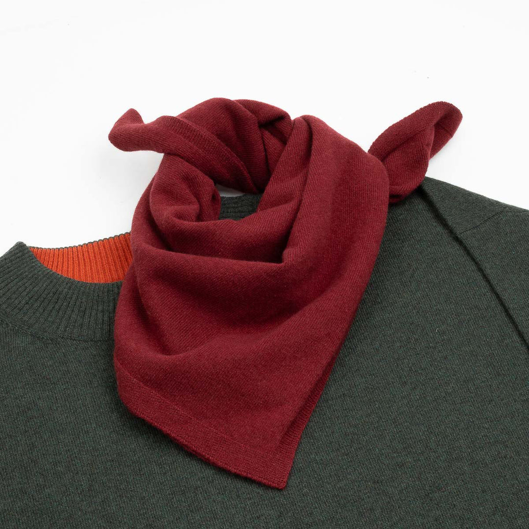 Boxy Jumper & Scarf - Forest Green/Burgundy