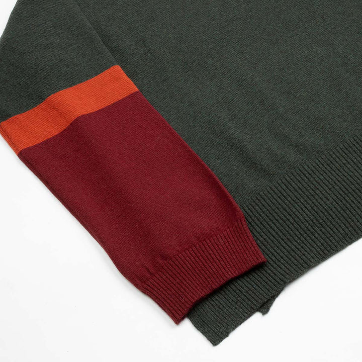 Boxy Jumper & Scarf - Forest Green/Burgundy