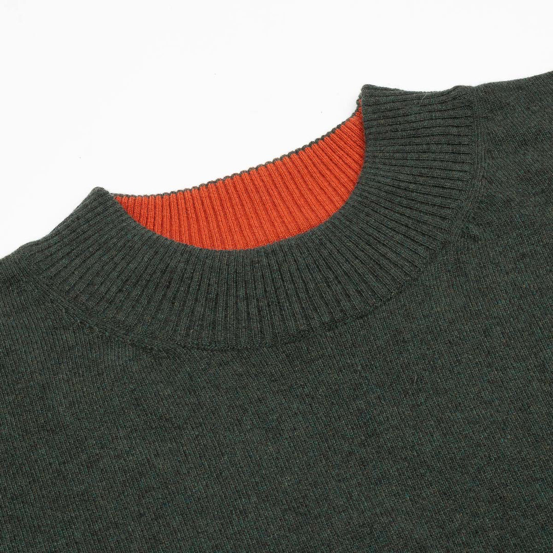 Boxy Jumper & Scarf - Forest Green/Burgundy