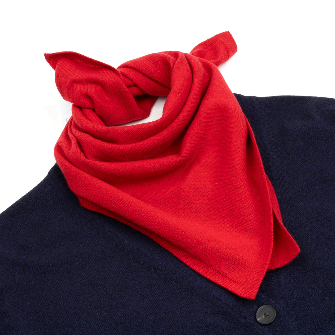 V-Neck Cardigan & Scarf - Navy/Crimson