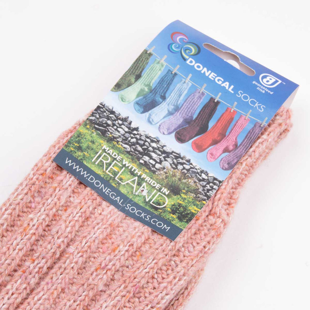 Wool Mix Donegal Socks - Light Pink
