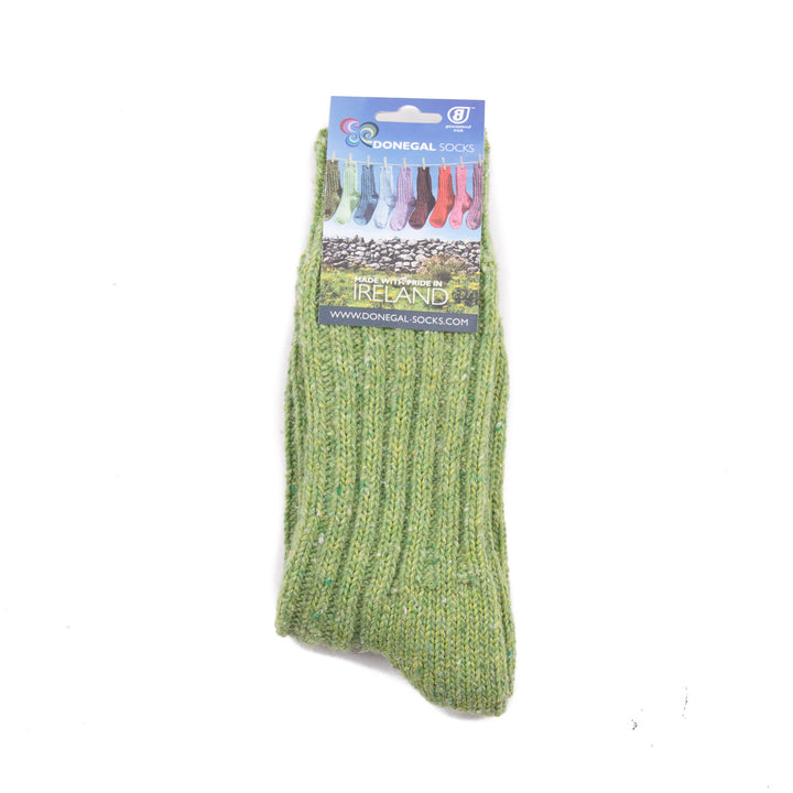 Wool Mix Donegal Socks - Light Green