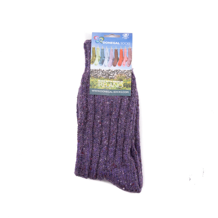 Wool Mix Donegal Socks - Purple