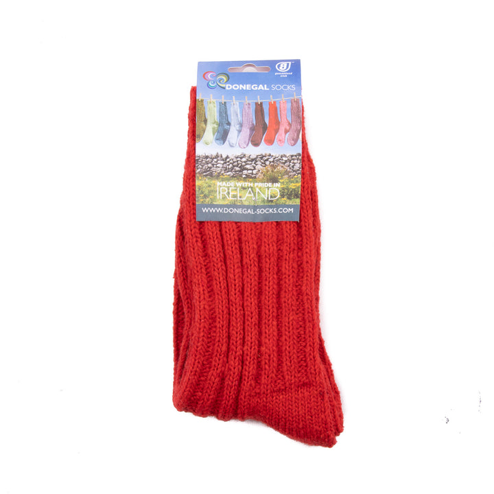 Wool Mix Donegal Socks - Red