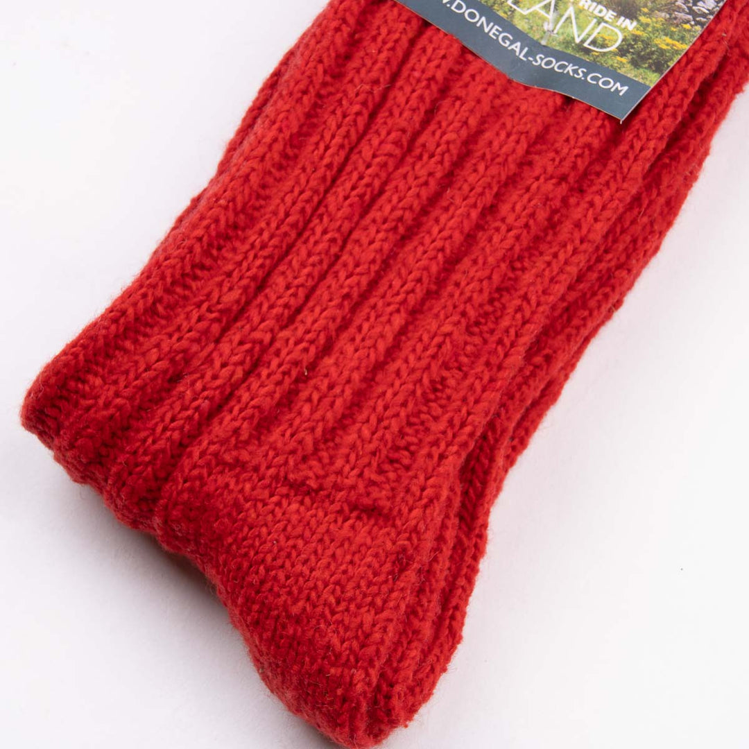 Wool Mix Donegal Socks - Red
