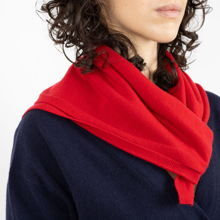 V-Neck Cardigan & Scarf - Navy/Crimson