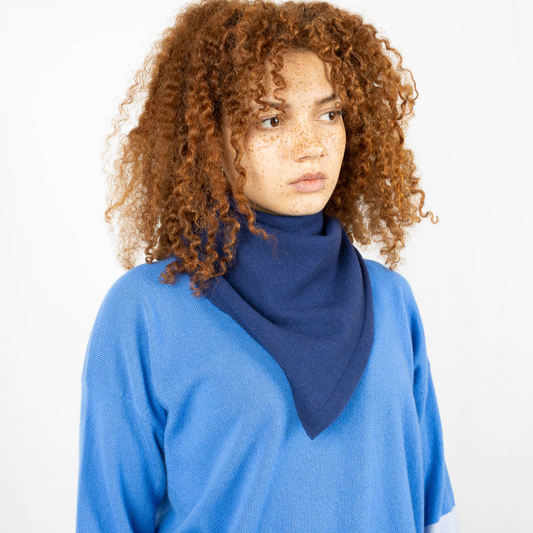 Boxy Jumper & Scarf - Delph Blue/Navy