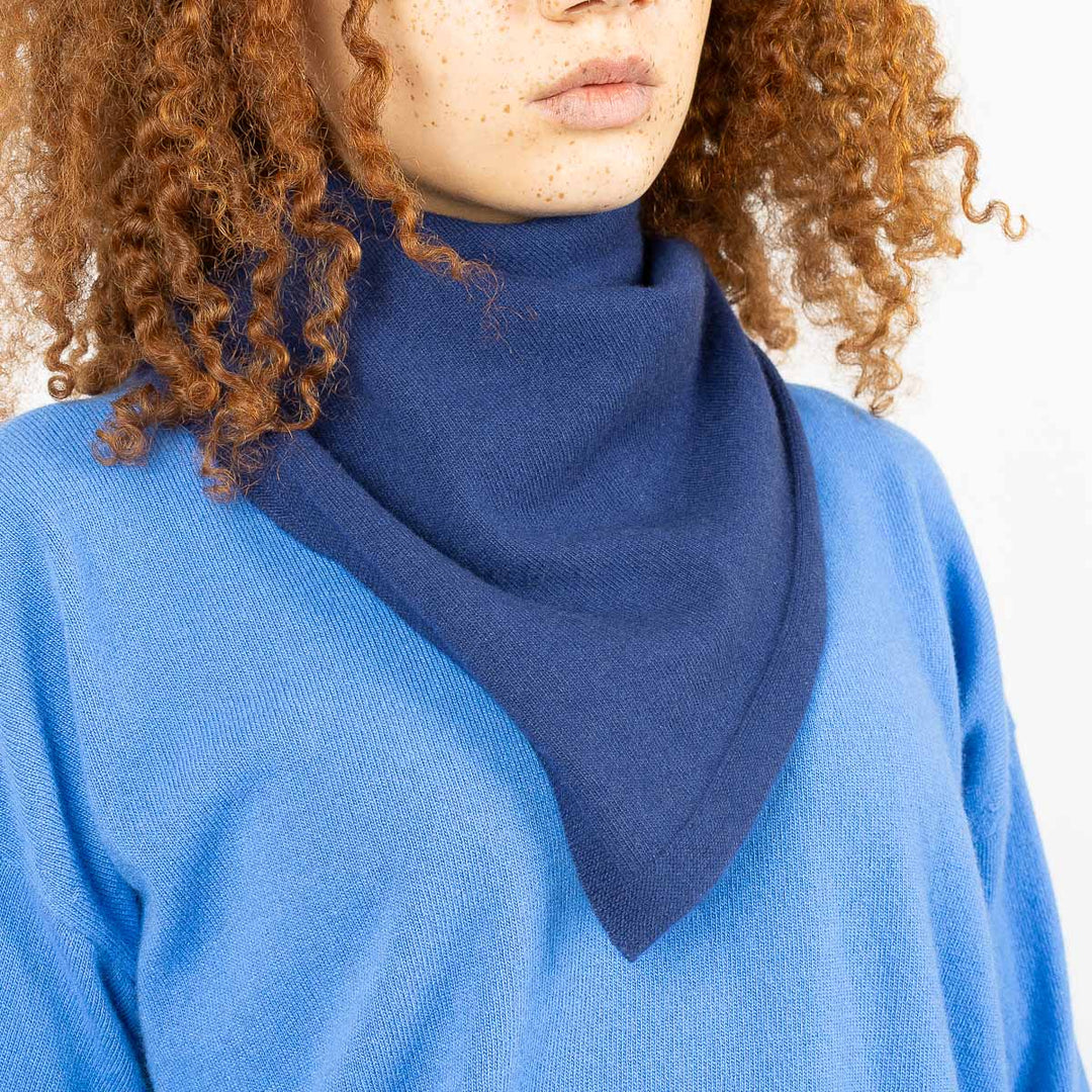 Boxy Jumper & Scarf - Delph Blue/Navy