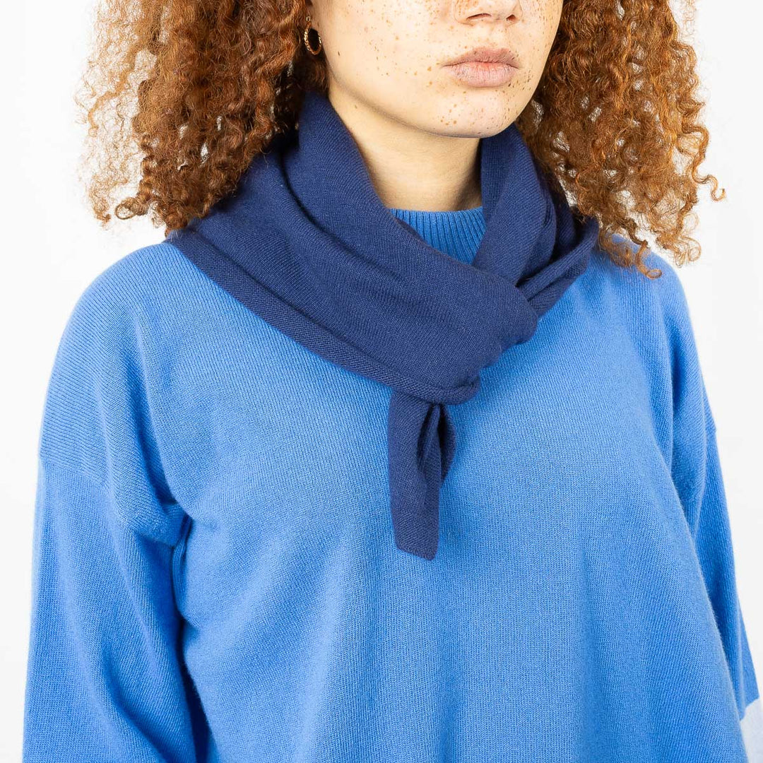 Boxy Jumper & Scarf - Delph Blue/Navy