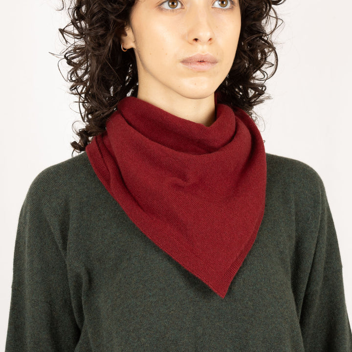 Boxy Jumper & Scarf - Forest Green/Burgundy