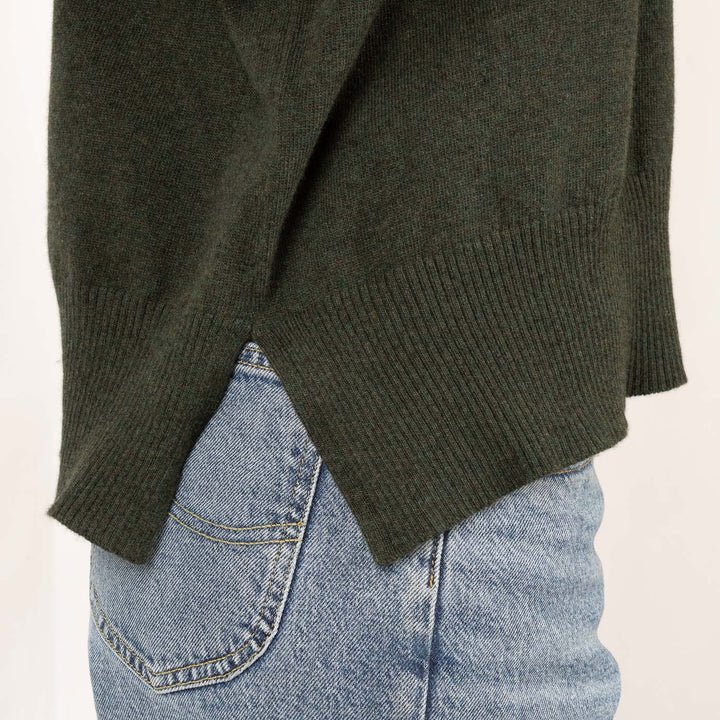 Boxy Jumper & Scarf - Forest Green/Burgundy