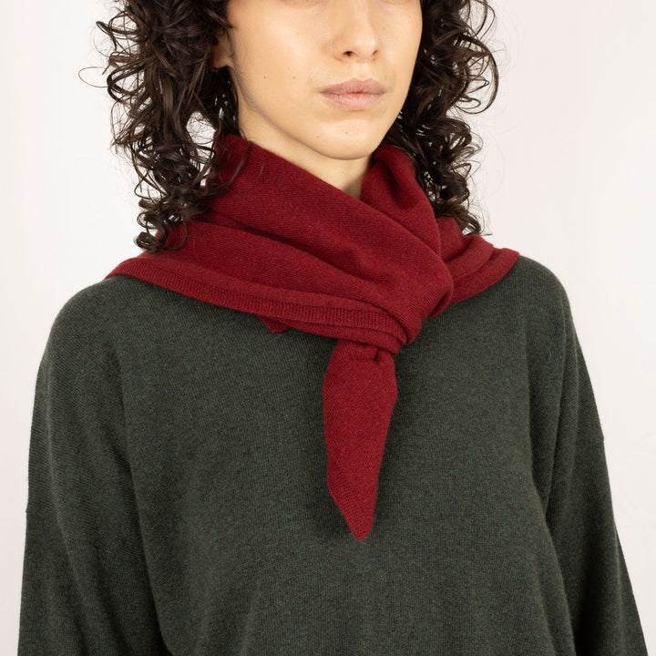 Boxy Jumper & Scarf - Forest Green/Burgundy