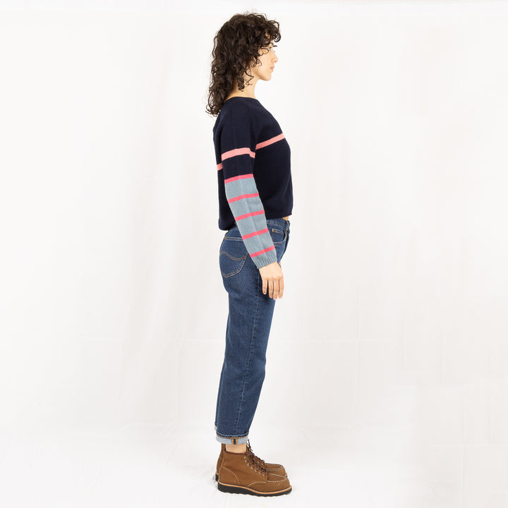 Stripe Raglan Jumper - Navy/ Nero