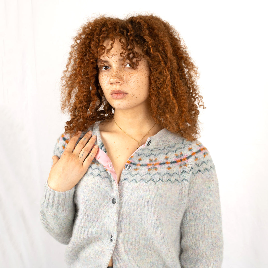 Fairisle Cardigan - Pearl