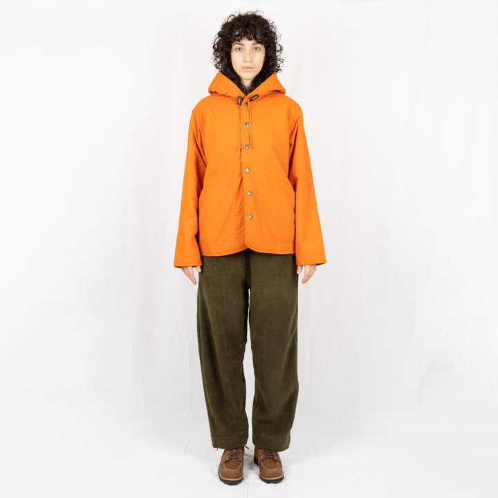 Reversible Hooded Sherpa Jacket - Orange/Sand