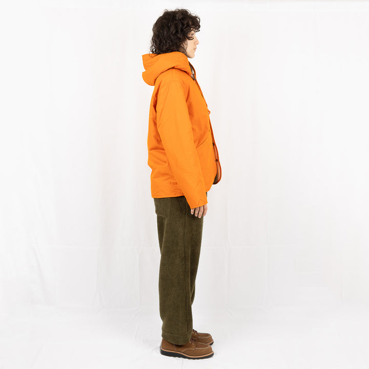 Reversible Hooded Sherpa Jacket - Orange/Sand