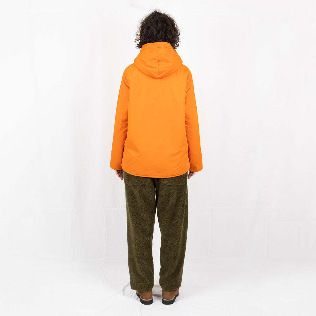 Reversible Hooded Sherpa Jacket - Orange/Sand