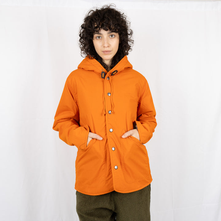 Reversible Hooded Sherpa Jacket - Orange/Sand