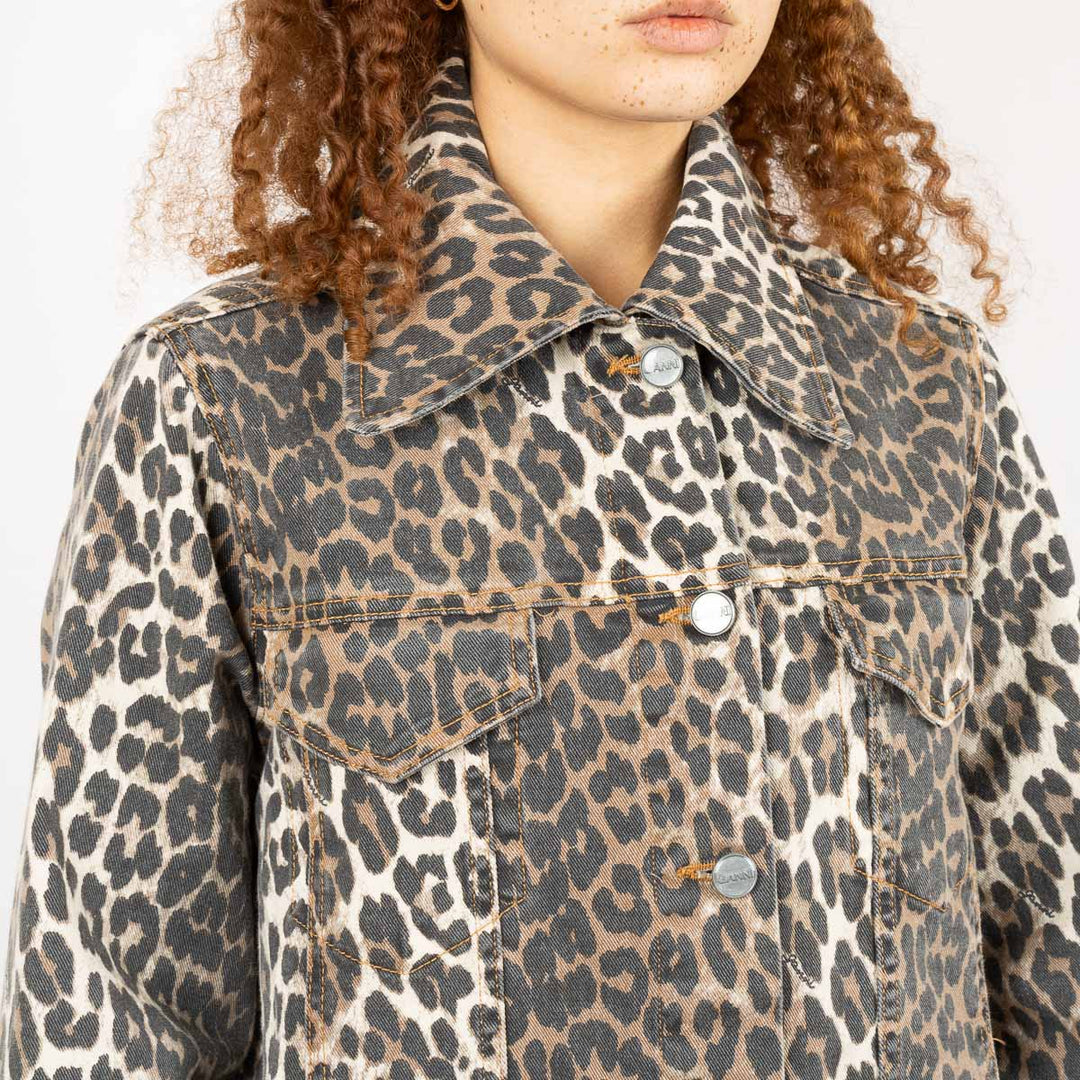 Leopard Print Denim Jacket