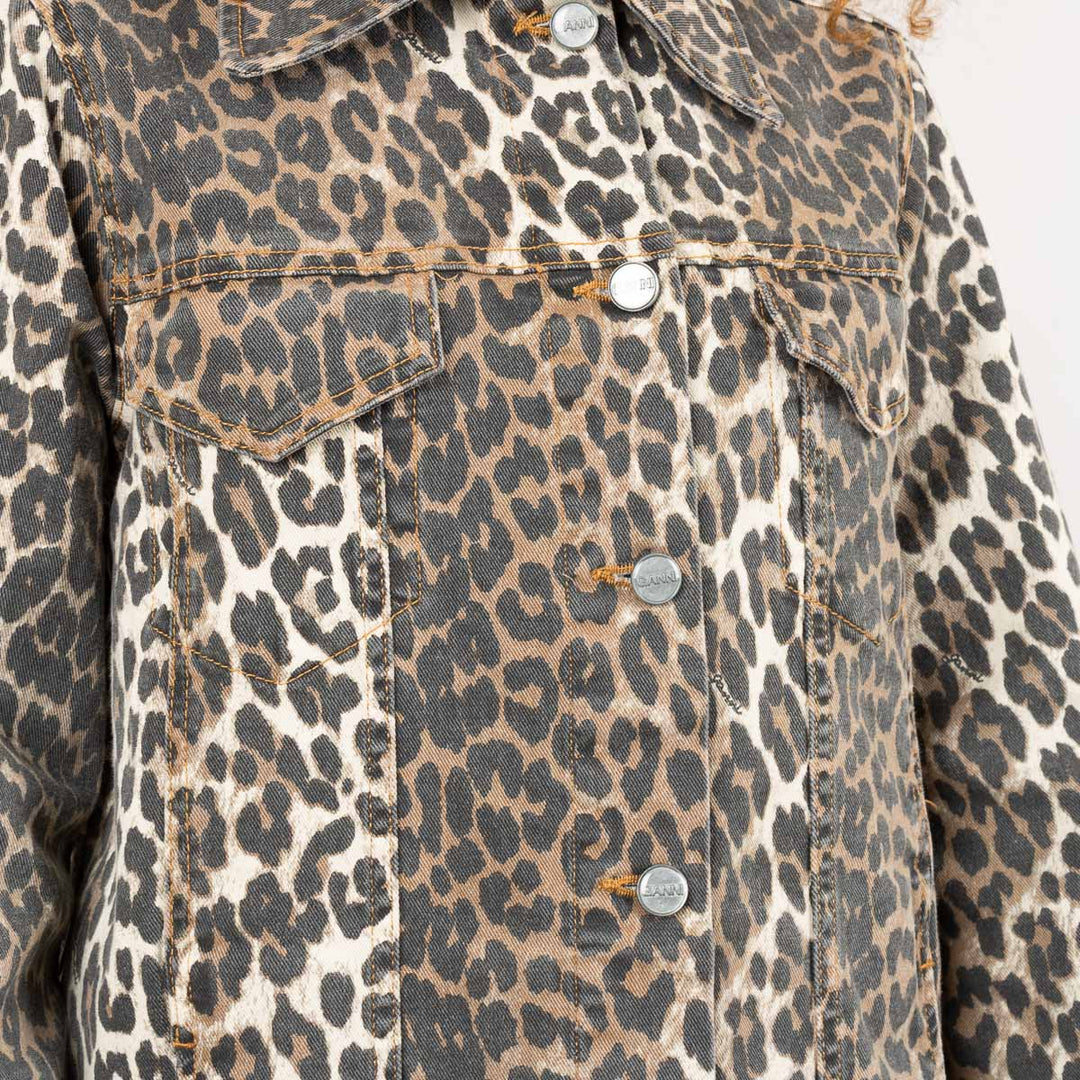 Leopard Print Denim Jacket