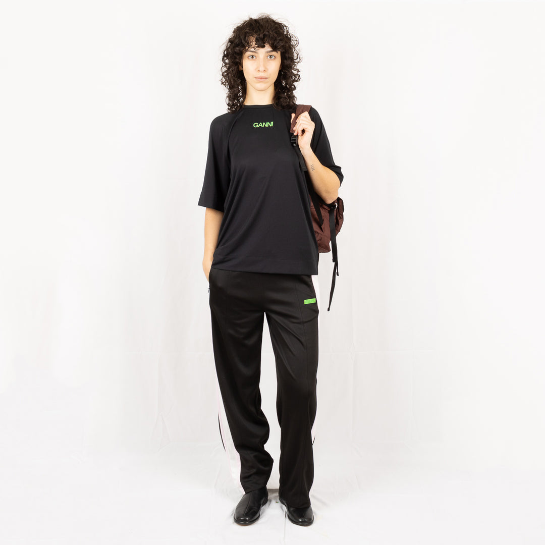 Sporty Jersey Straight Leg Pants - Black