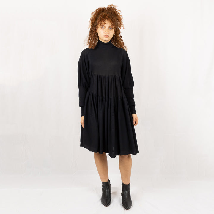 Cascades Long Sleeve Mini Dress - Black