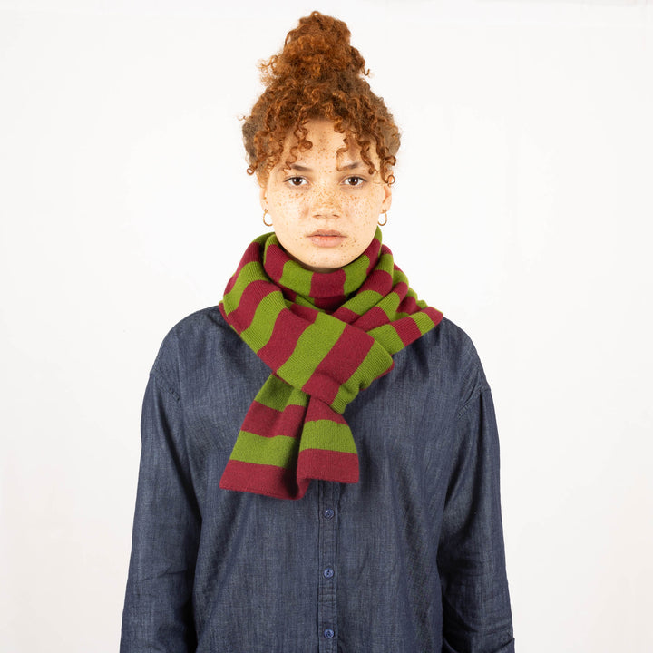 Double Thickness Cashmere Scarf - Claret/Oregano