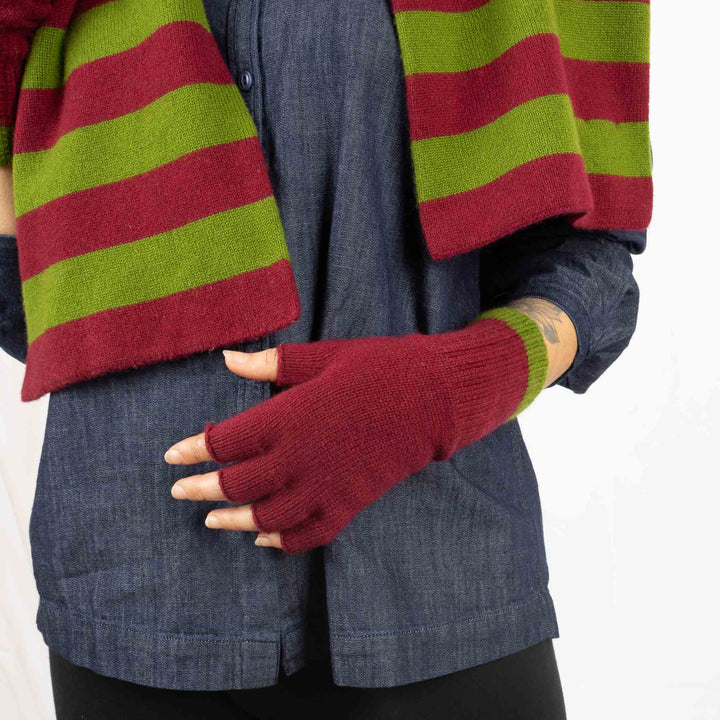 Double Thickness Cashmere Scarf - Claret/Oregano